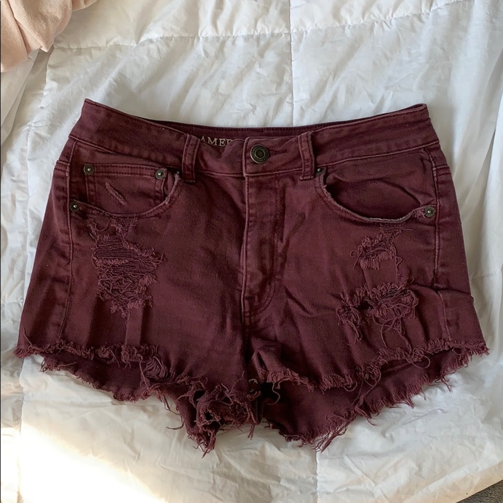Maroon High Rise Shorts